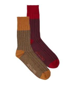 Jack & Jones JACTWISTED Socks 2 Pack-CHESTNUT