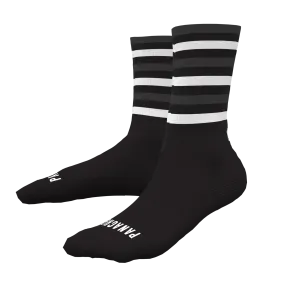 Merino Wool Socks - BLACK with White/Grey stripes