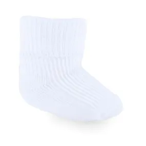 2 PAIR PREMATURE WHITE RIBBED SOCKS (PK6) (TINY BABY) PRS03-W