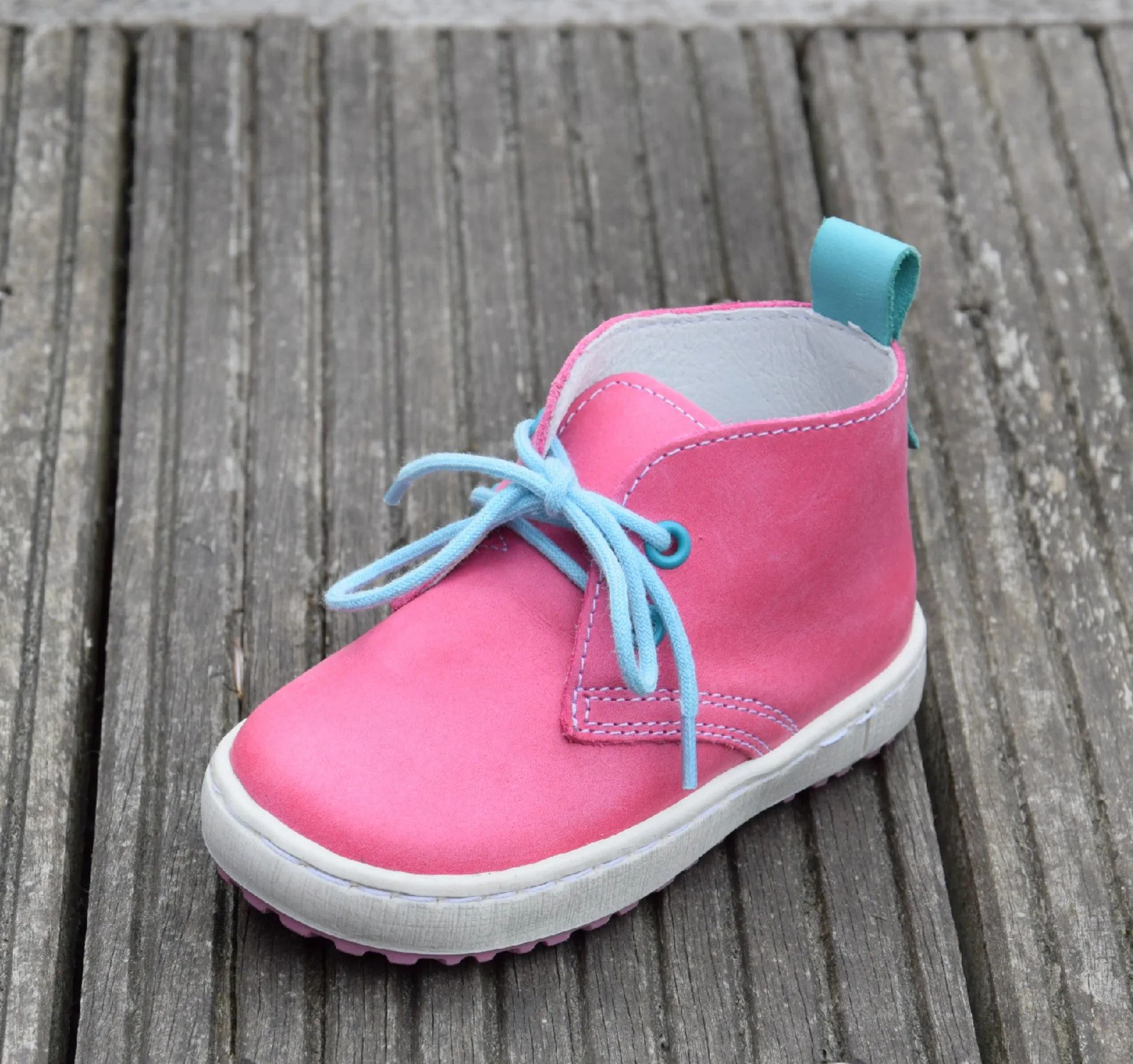 (2150-11) Emel Pink Blue Lace Up Trainers