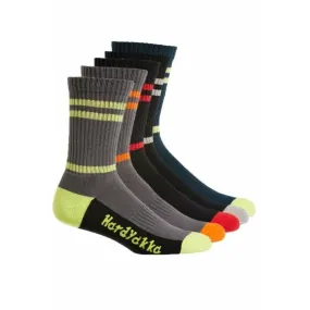 25 X Mens Hard Yakka Crew Work Multi-Coloured Workwear Socks