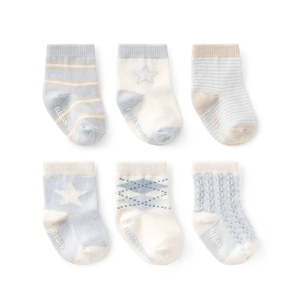 6 Pack Non-Slip Socks Classic Blue