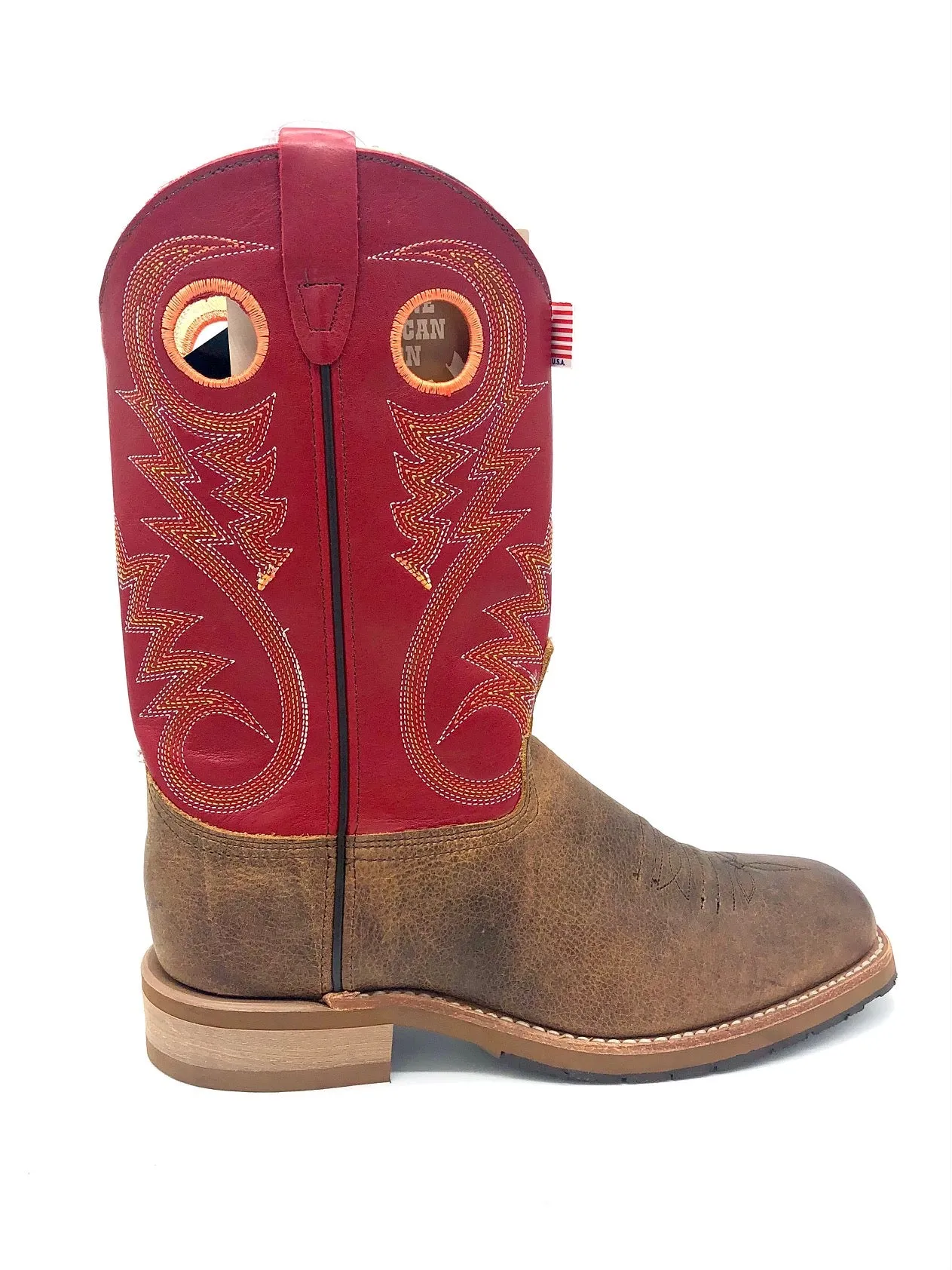 'Abilene' Men's Western Square Toe - Brown / Red