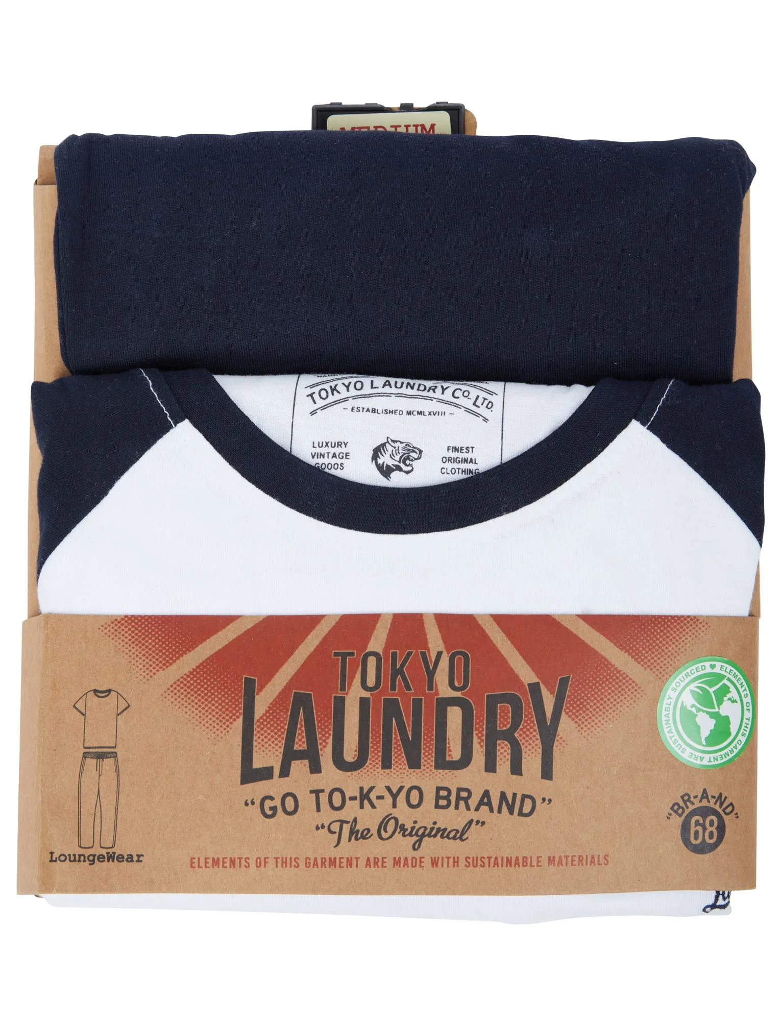 Advance 2pc Cotton Lounge Set in Optic White / Sky Captain Navy - Tokyo Laundry