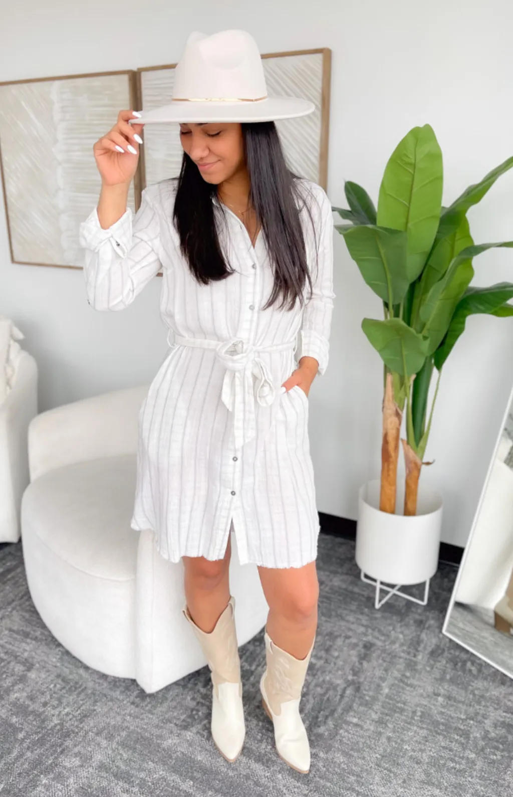 Amy Button UP Striped Dress