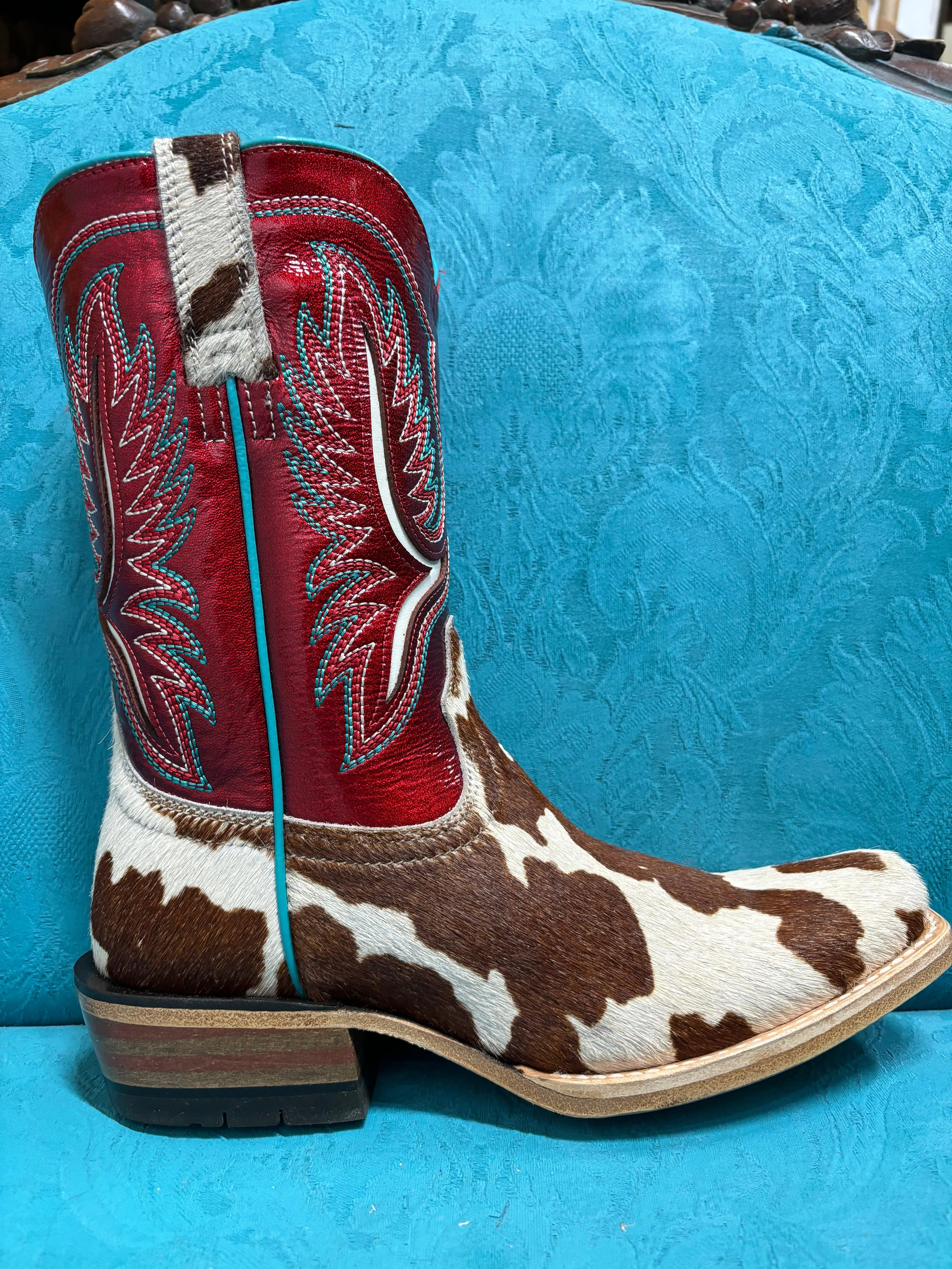 Ariat Women's Futurity Colt Cowtown Hair-On & Ruby Red Patent Cowgirl Boots 10051020