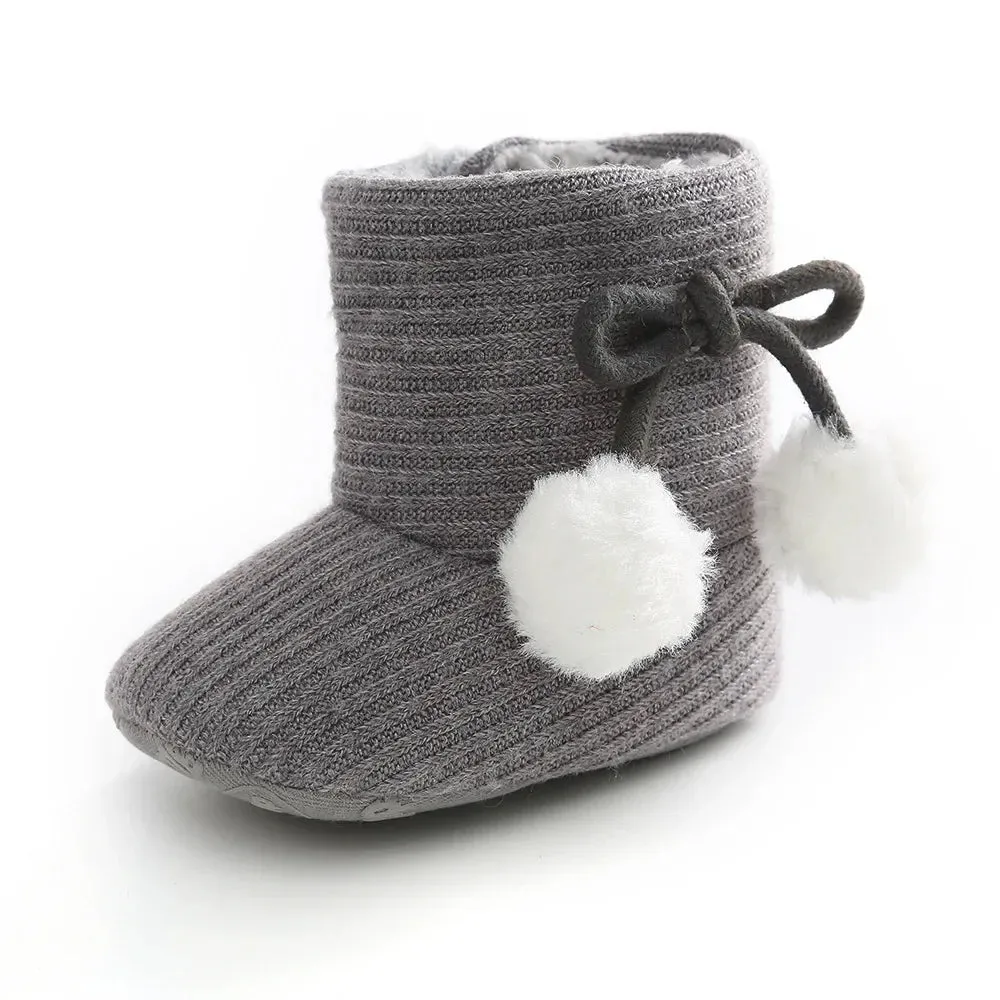 Baby Girls Floral Fluffy 0-18M Winter Snow Boots