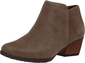 Blondo Villa Dark Taupe Suede Waterproof Block Heeled Almond Toe Ankle Boots