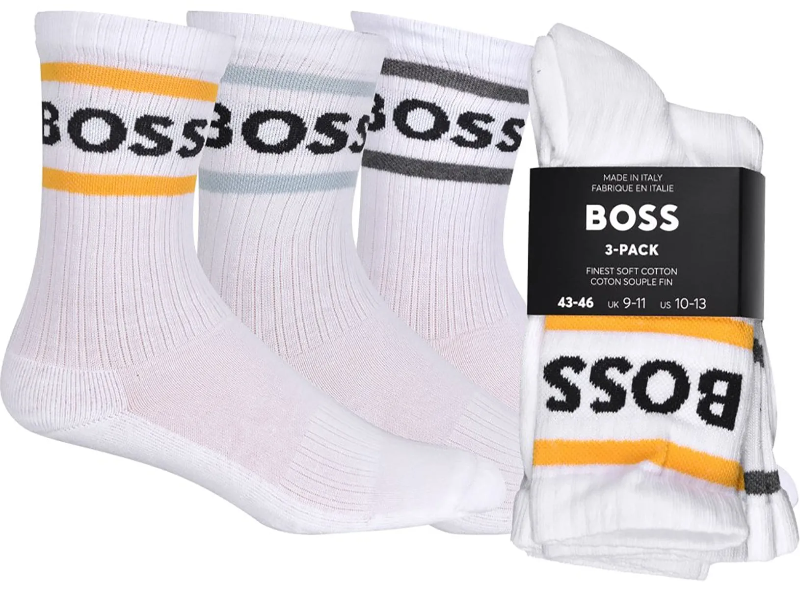 Boss 3 Pair Shoe Sock In White For Men