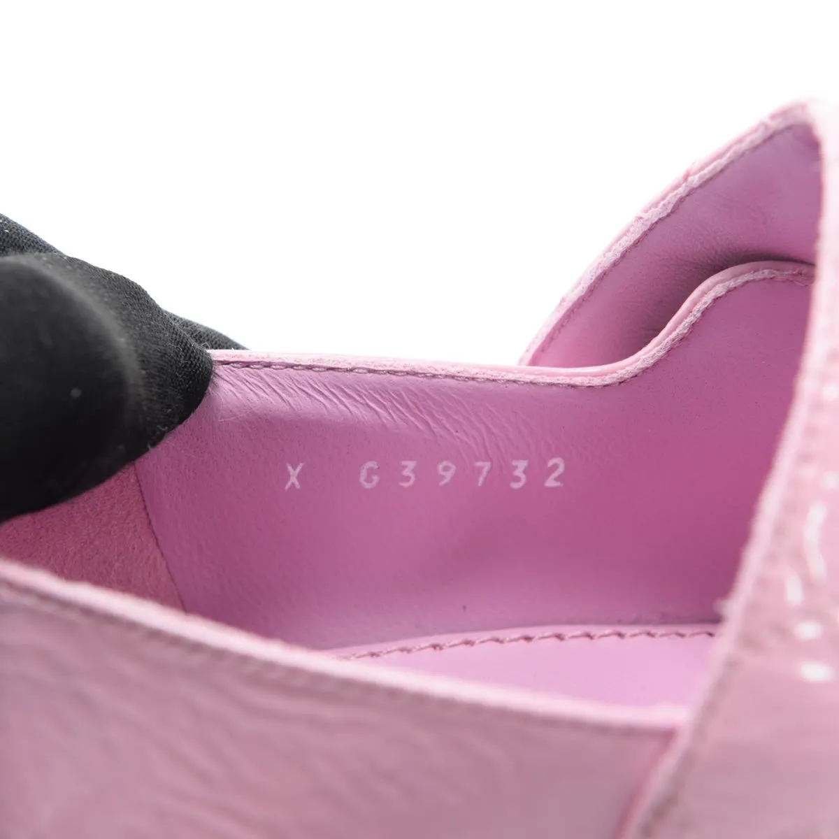 Chanel Pink Crinkled Calfskin Mary Jane Turnlock Flats 37