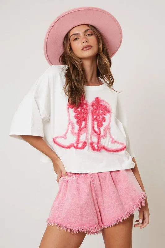 Cowboy Boots Embroidery Tee