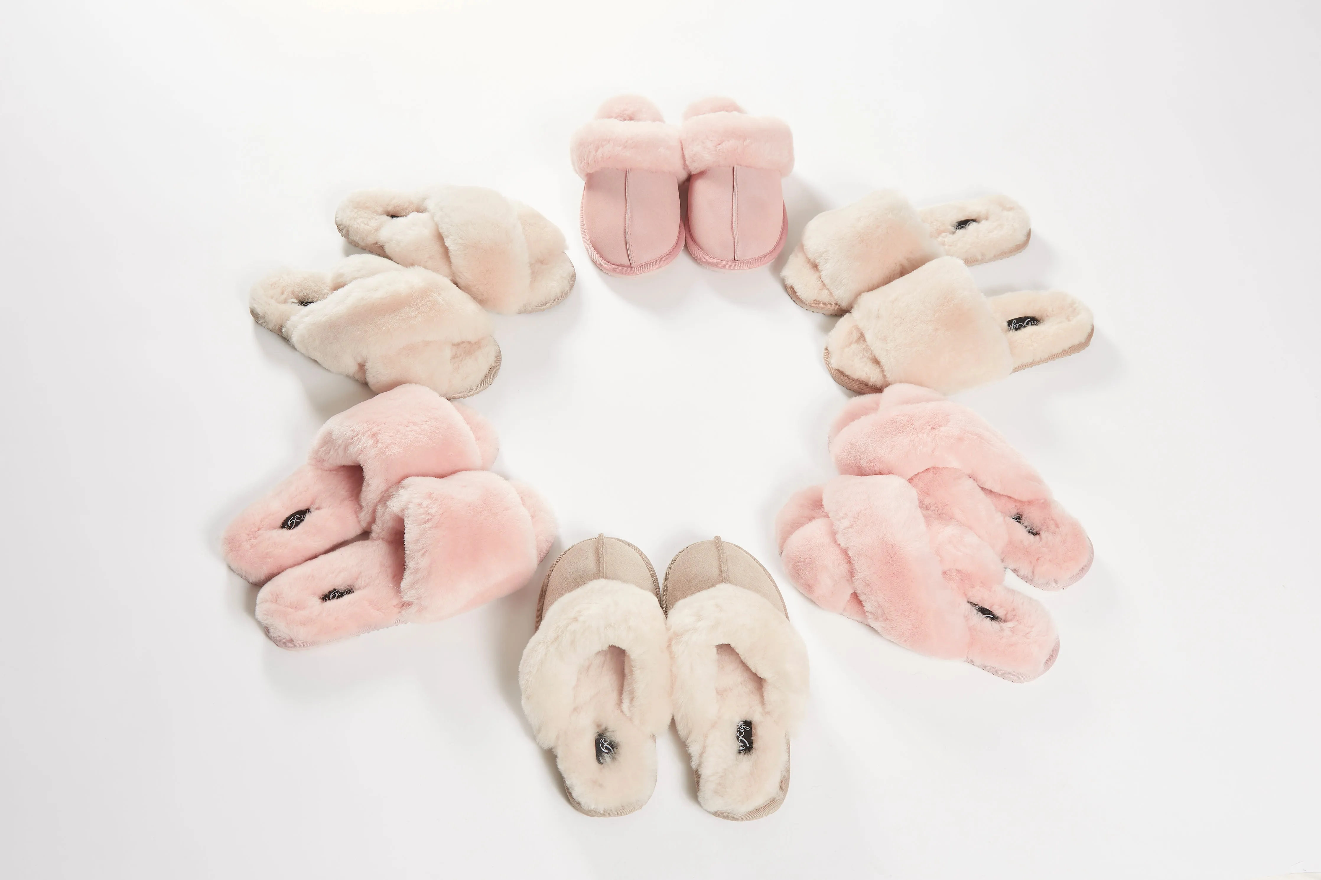 Deep Classic Baby Pink Luxury Sheepskin Slipper Slides