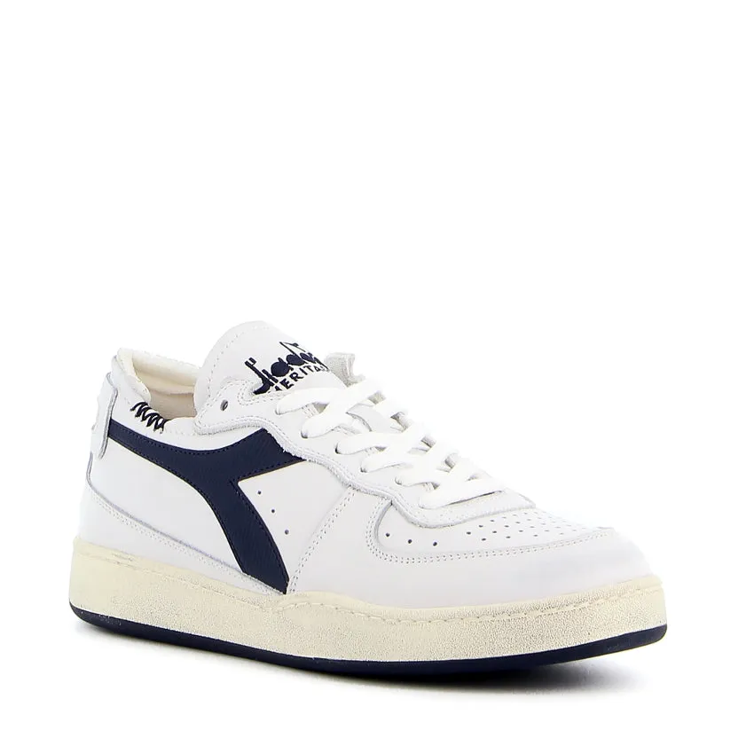 DIADORA HERITAGE SNEAKERS MI BASKET ROW CUT BIANCO-BLU