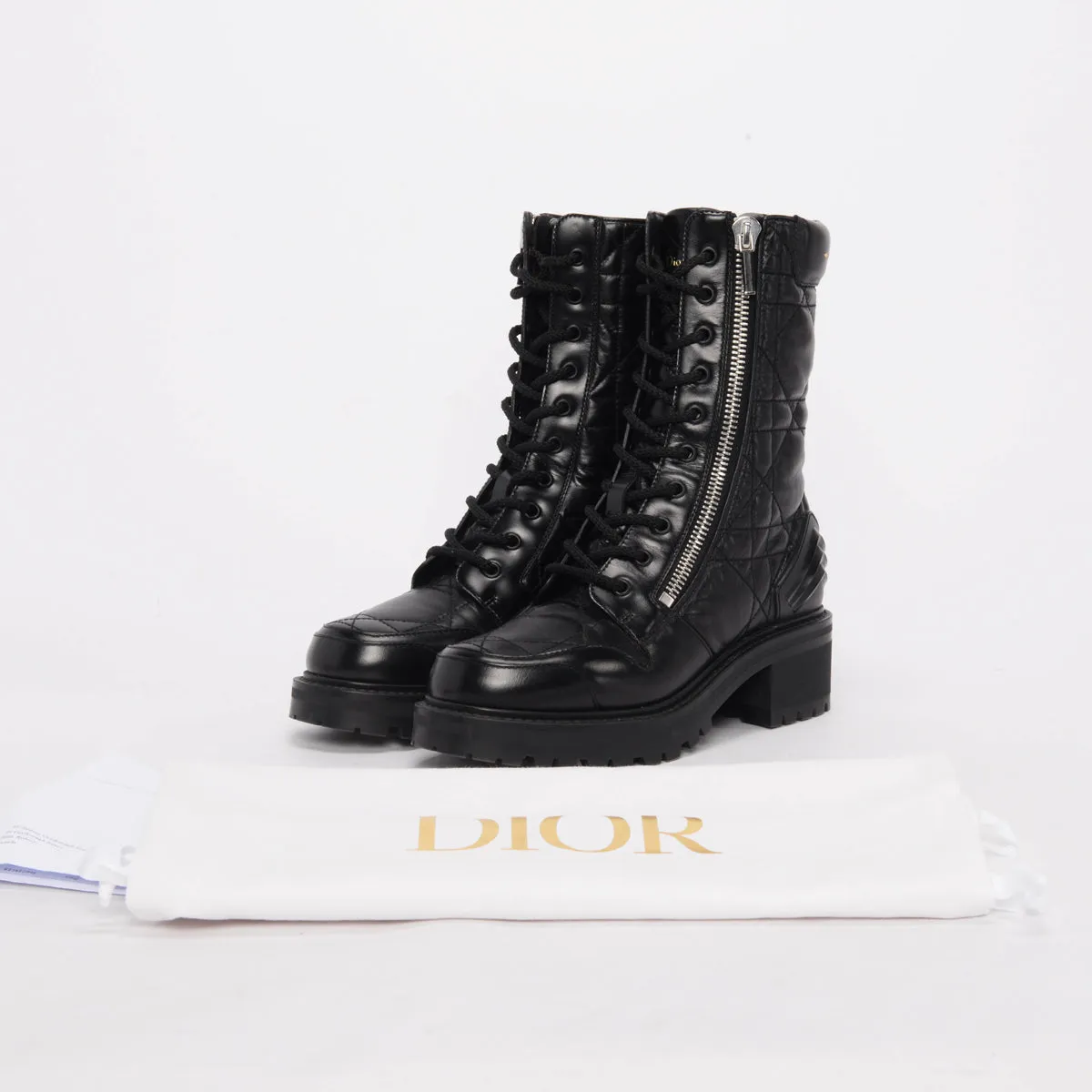 Dior Black Cannage Calfskin D-Leader Boots 37