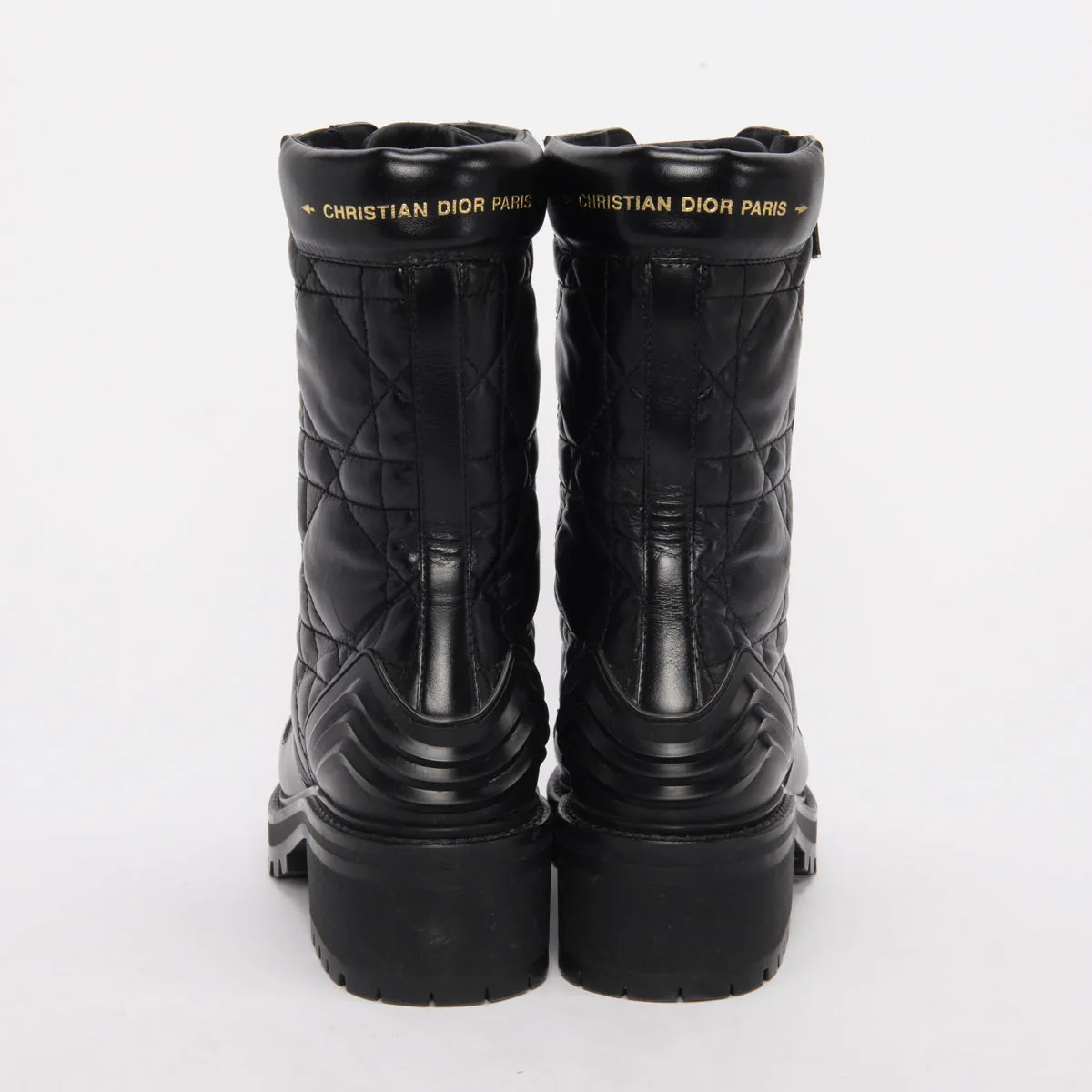 Dior Black Cannage Calfskin D-Leader Boots 37