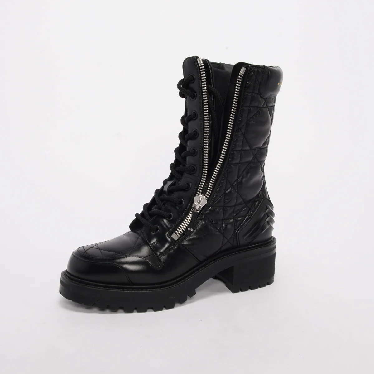 Dior Black Cannage Calfskin D-Leader Boots 37