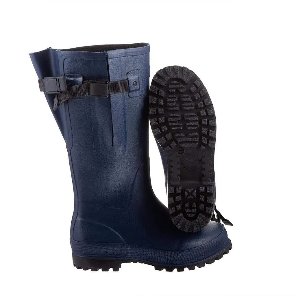 Extra Wide Calf Hard Wearing Navy Blue Wellies - Regular Fit in Foot and Ankle - up to 50cm Calf