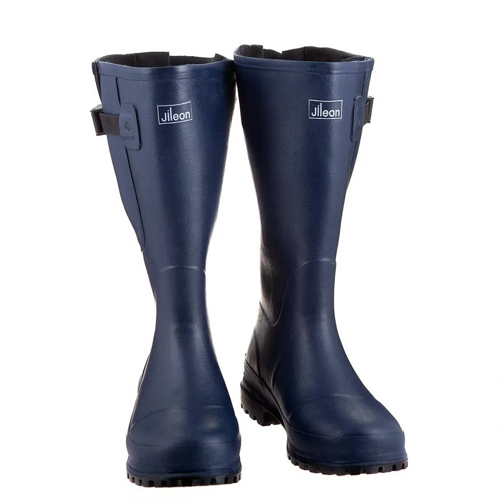 Extra Wide Calf Hard Wearing Navy Blue Wellies - Regular Fit in Foot and Ankle - up to 50cm Calf