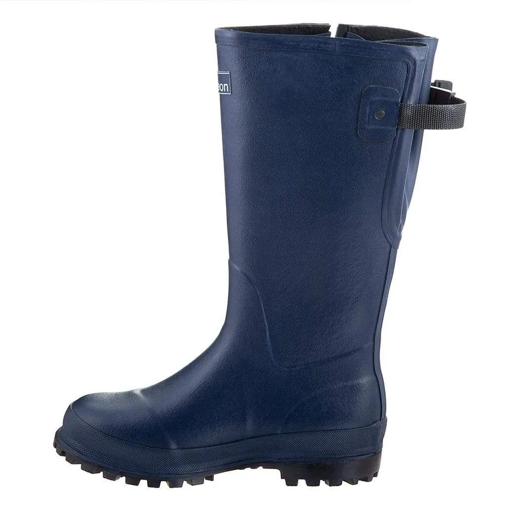 Extra Wide Calf Hard Wearing Navy Blue Wellies - Regular Fit in Foot and Ankle - up to 50cm Calf