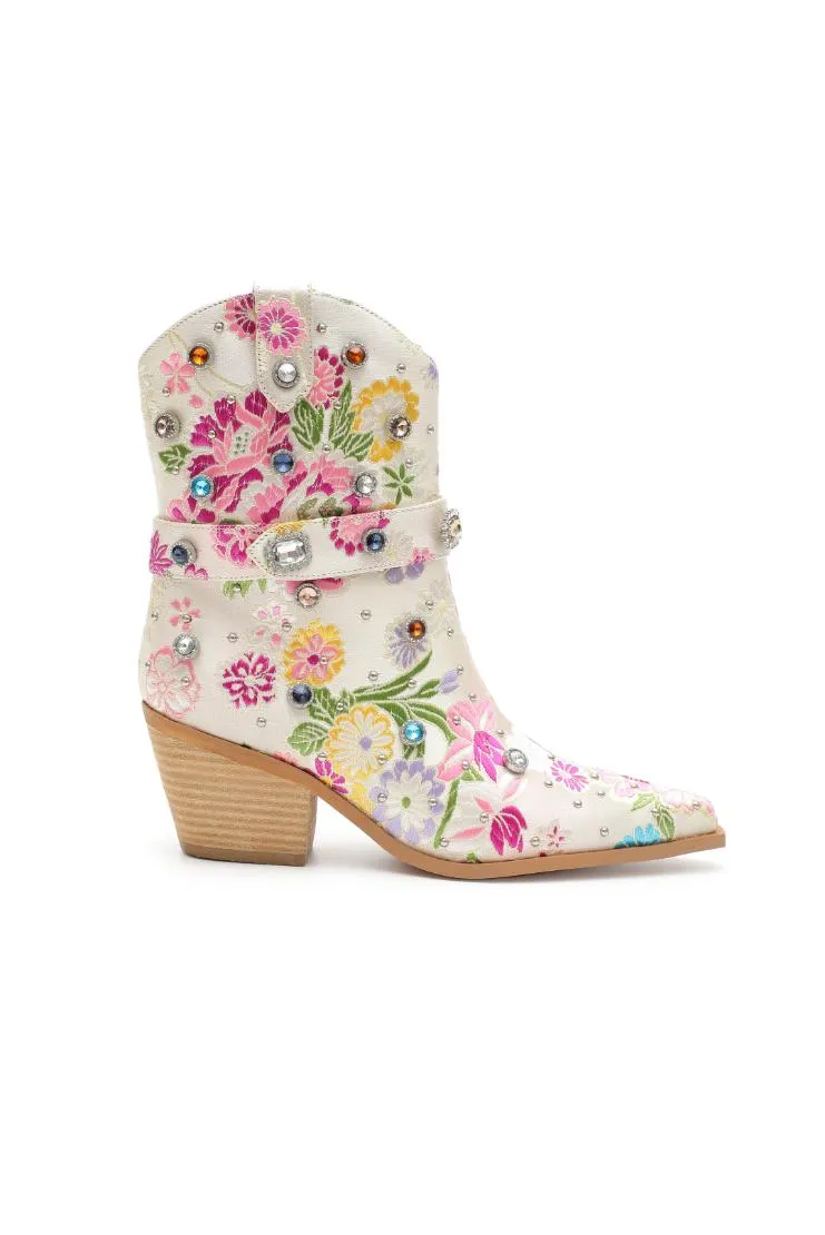 Florence Floral Rhinestone Embellished Cowgirl Boots