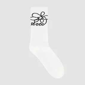 Flower Logo Socks - White