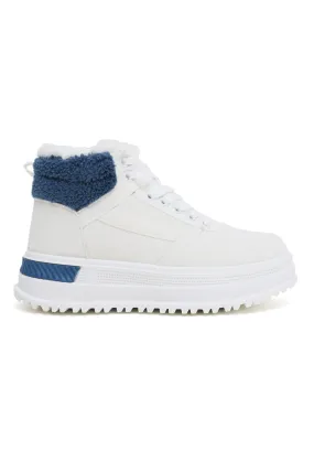 FUR BOOTS-WHITE-BLUE