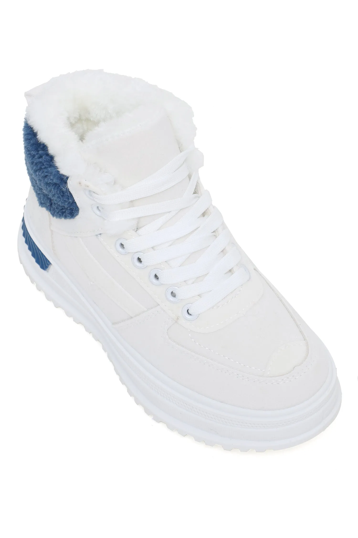 FUR BOOTS-WHITE-BLUE