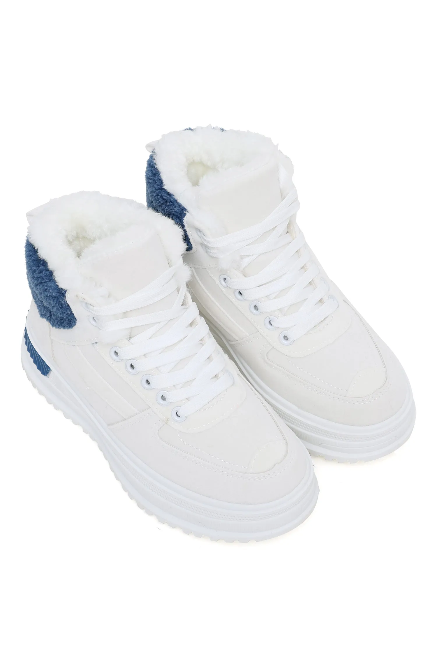 FUR BOOTS-WHITE-BLUE