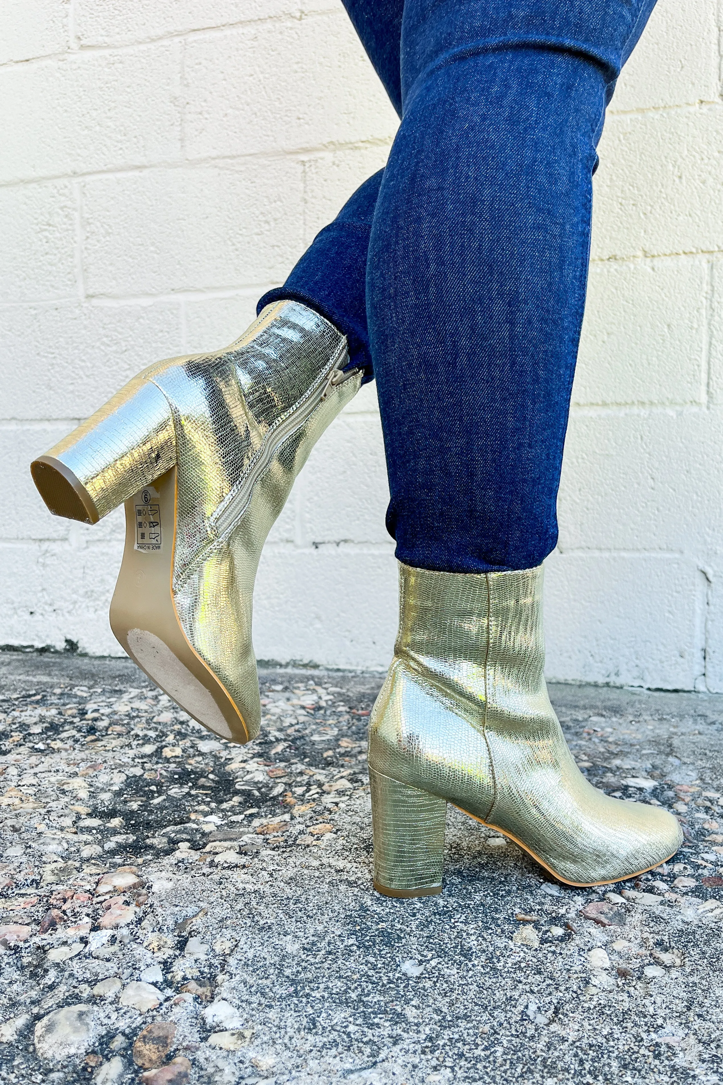 Gia Booties, Gold Metallic