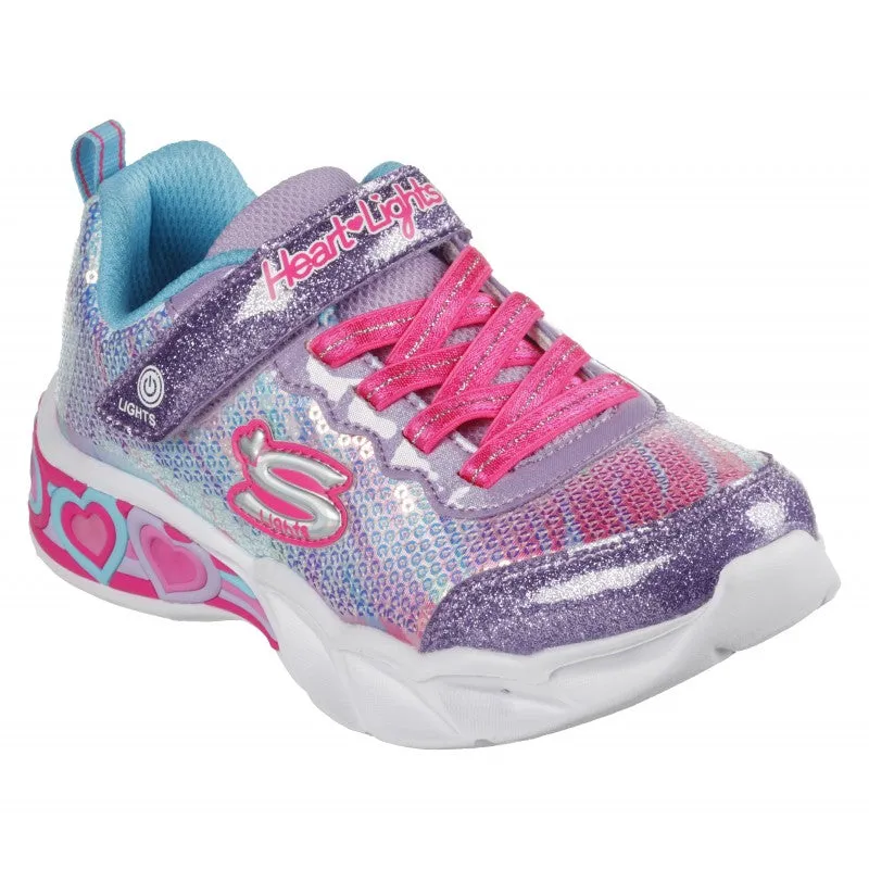 Girls Skechers Trainers Purple Multi Strap Light Up Hearts 302313L PRMT sale