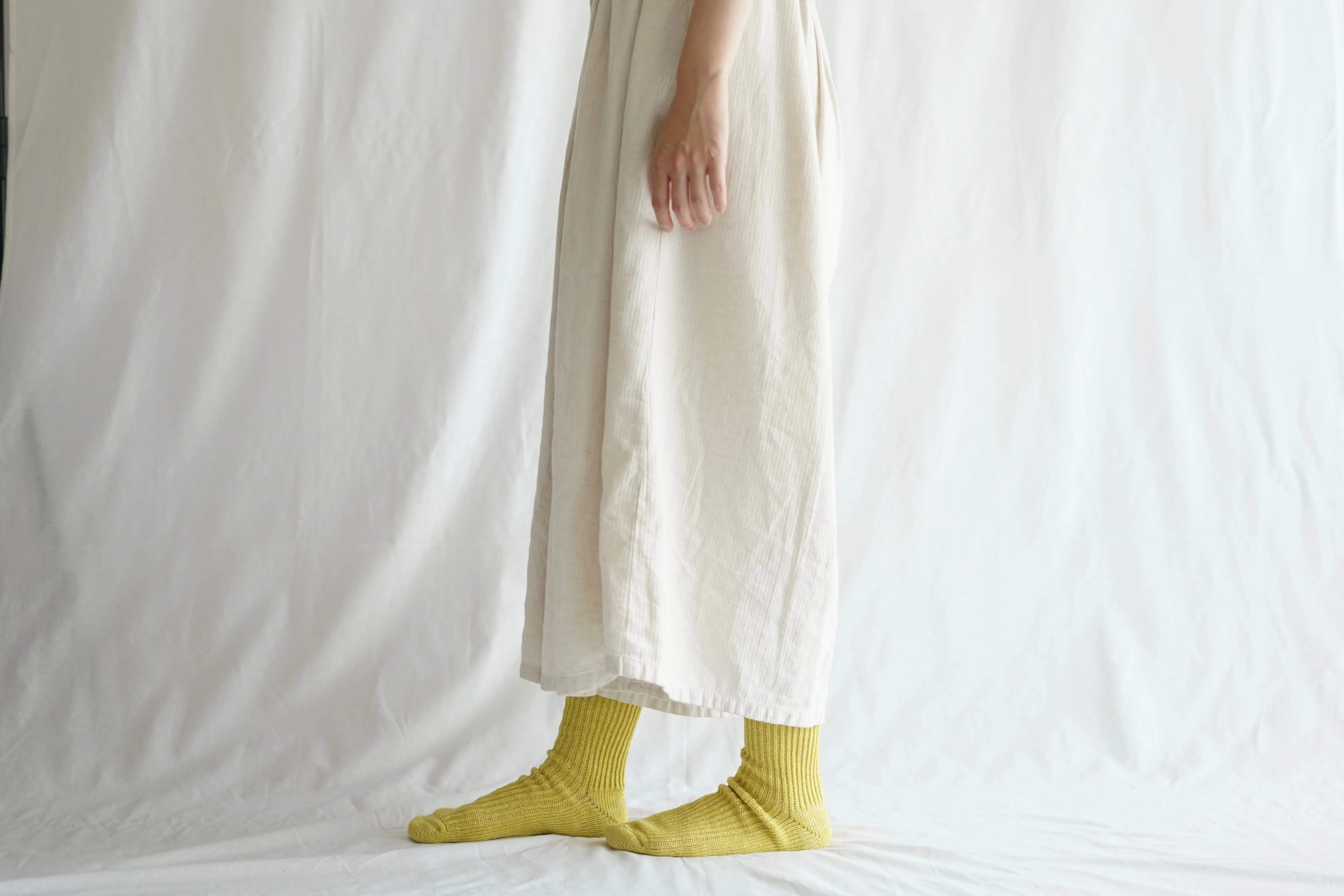 Hemp Cotton Ribbed Socks - Vintage Yellow