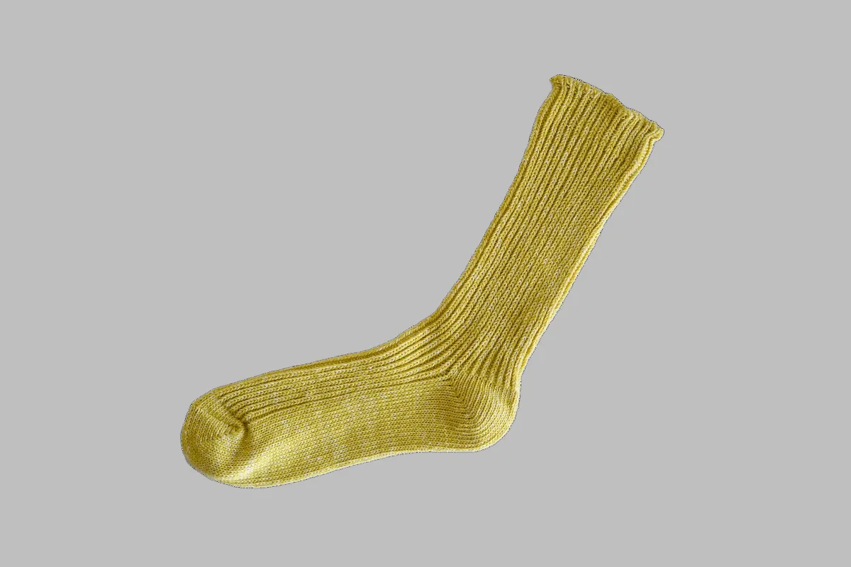 Hemp Cotton Ribbed Socks - Vintage Yellow