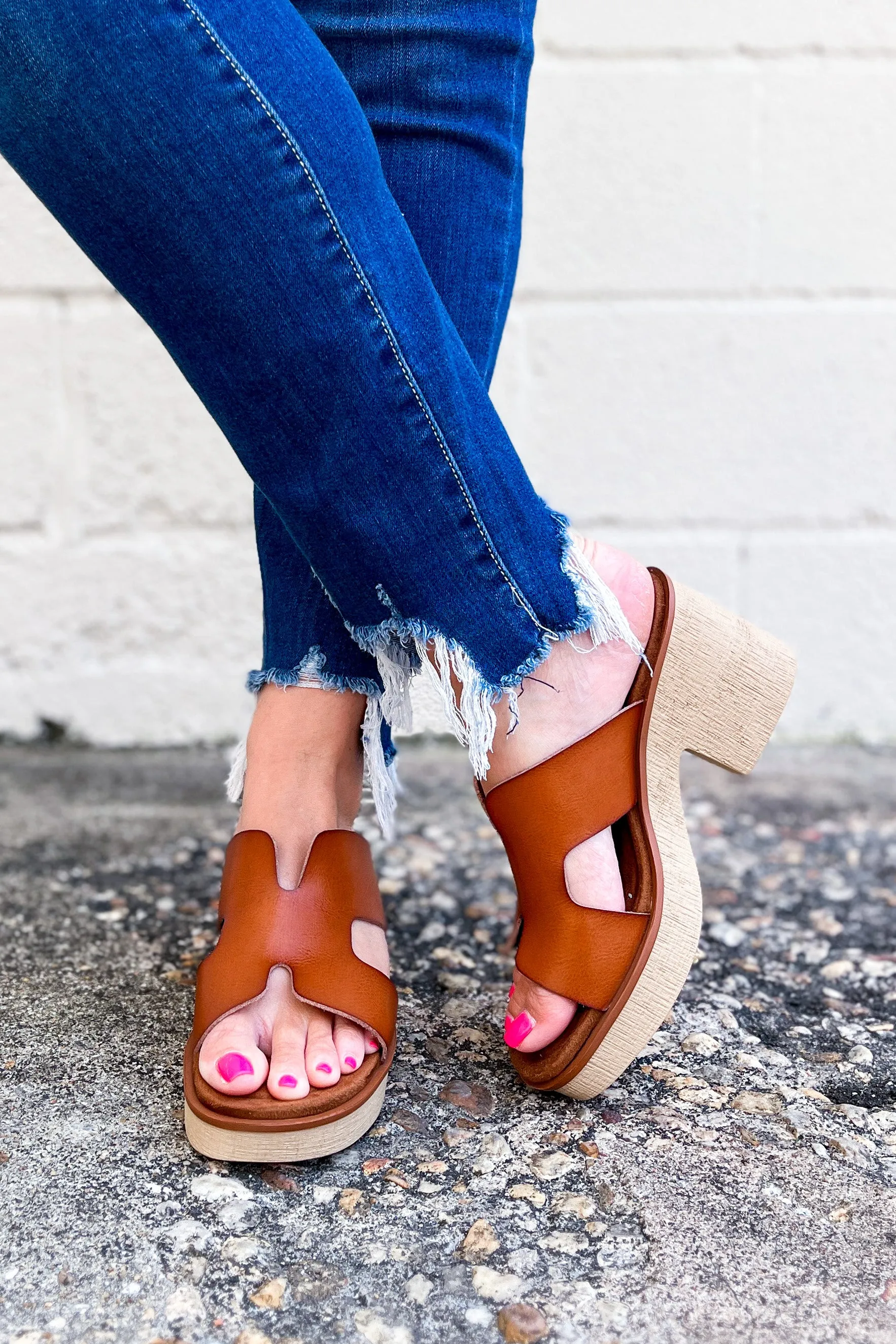 Holly Platform Shoes, Dark Tan