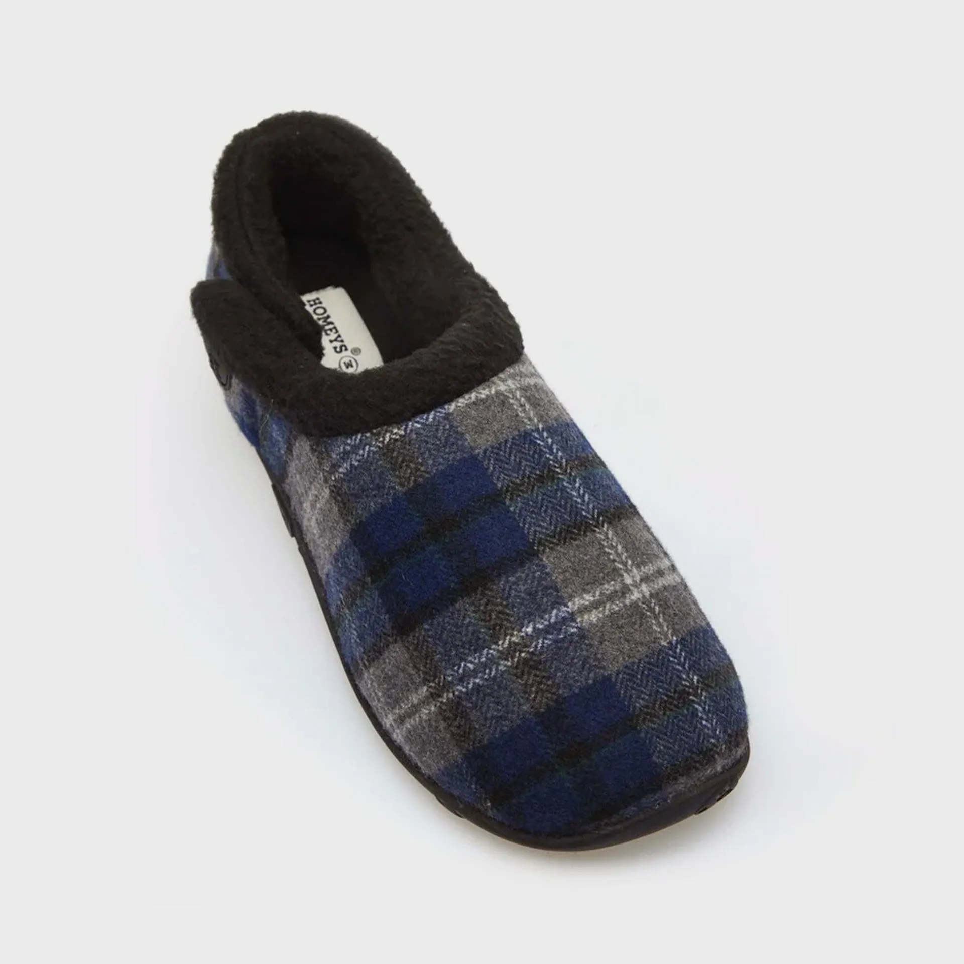 Homeys Fin Blue Grey Check Men’s Slippers