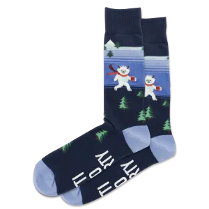 HOTSOX Men's Fuzzy Yeti To Party Non-Skid Crew Sock