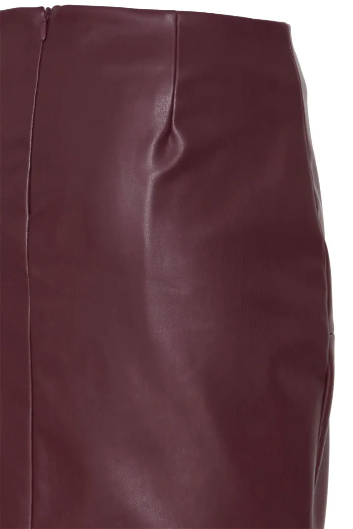 Ichi Comano Short Faux Leather Skirt-Port Royale-20115987