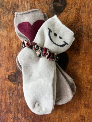 Icon Roll Top Socks, Set of 2 - Heart Smile