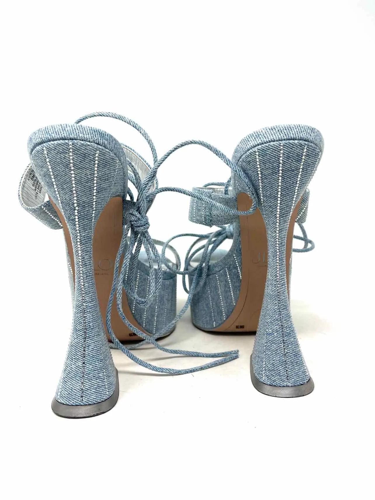 Jennifer Lopez Size 8 Lt Denim Embellished Shoes Platform Heels