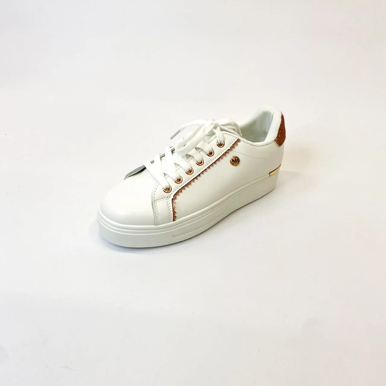 KG white/gold platform sneaker