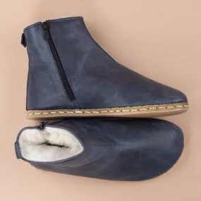 Men's Blue Barefoot Boots with Fur