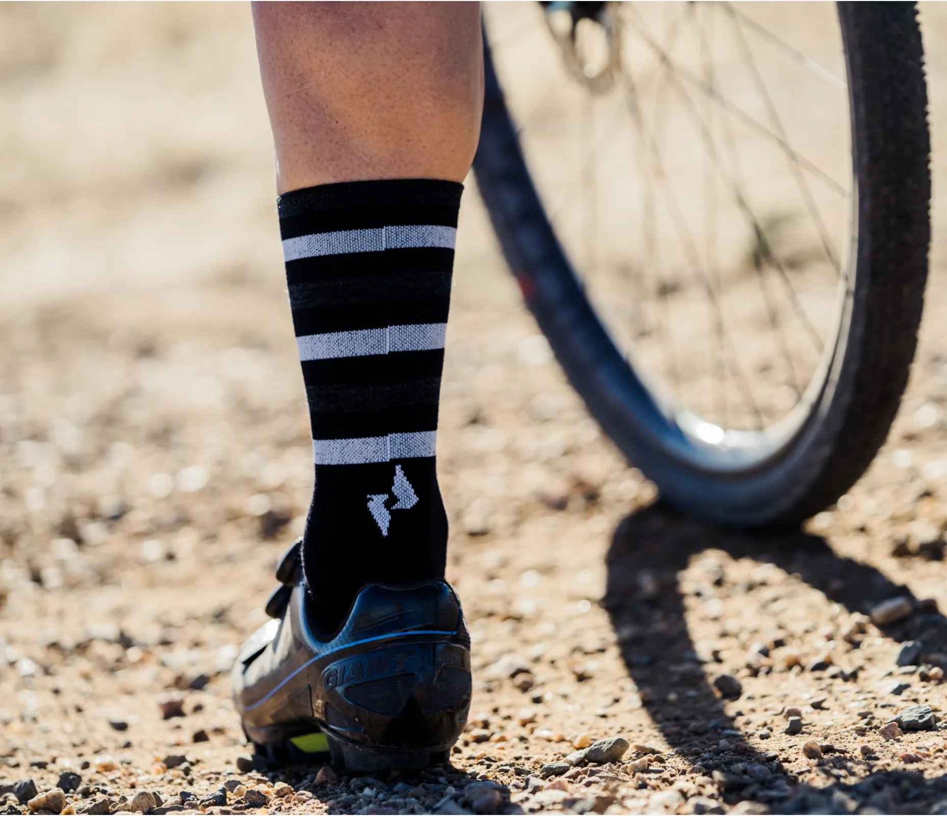 Merino Wool Socks - BLACK with White/Grey stripes