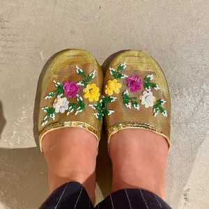 Mesh Slippers - Gold/Multi sequin