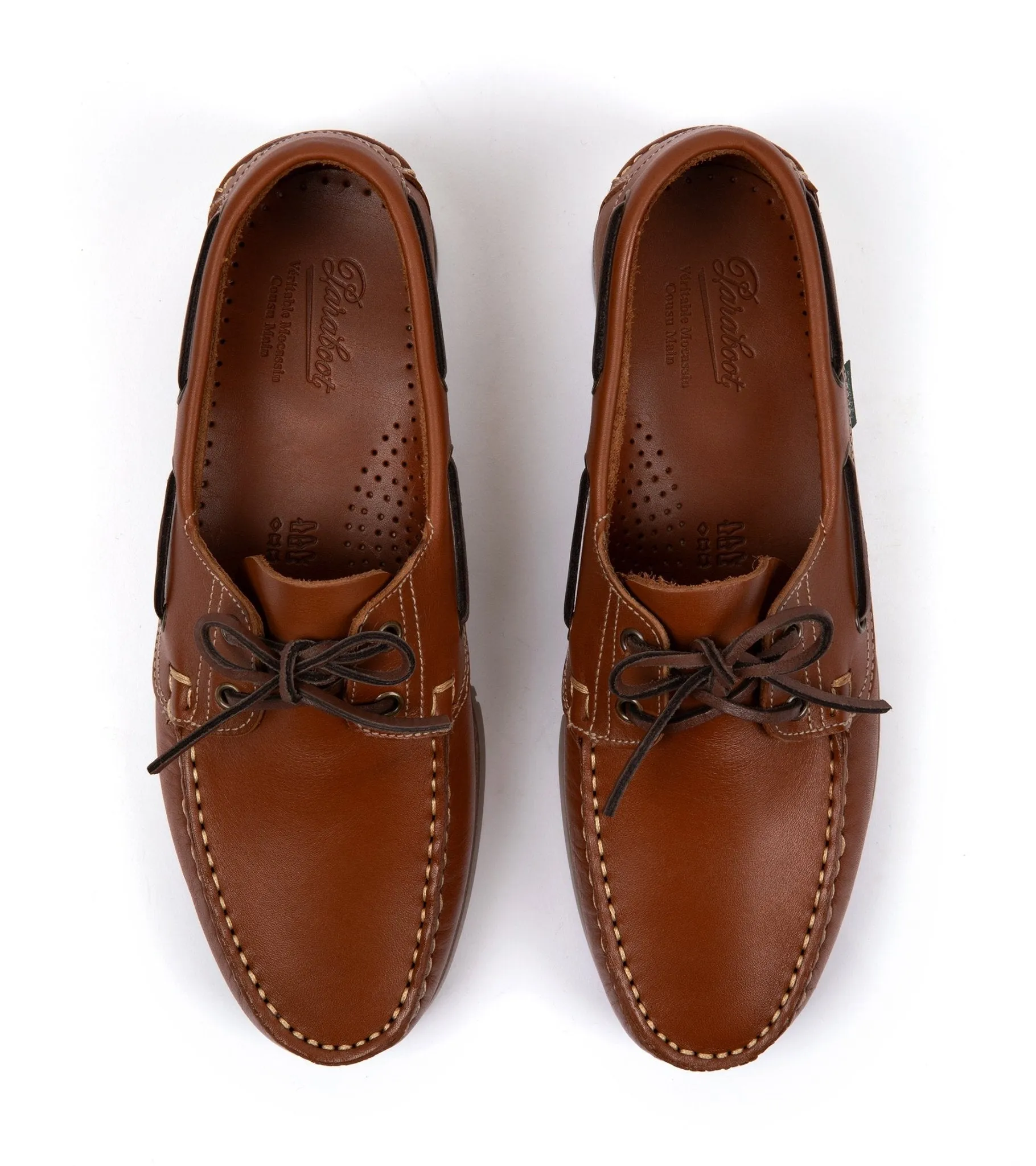 Paraboot Barth Leather Boat Shoe: Whiskey