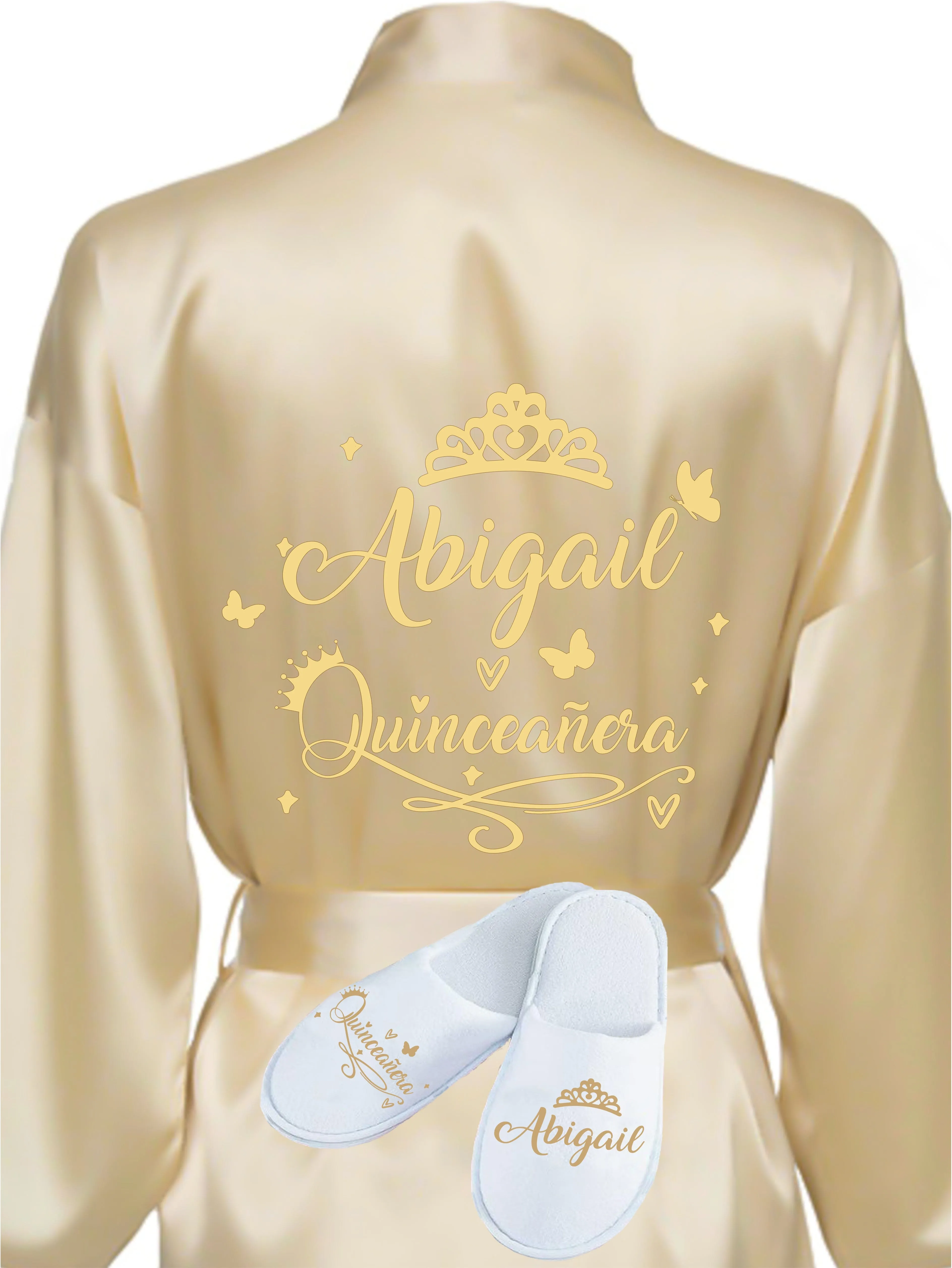 Quinceanera Gold robe with slippers