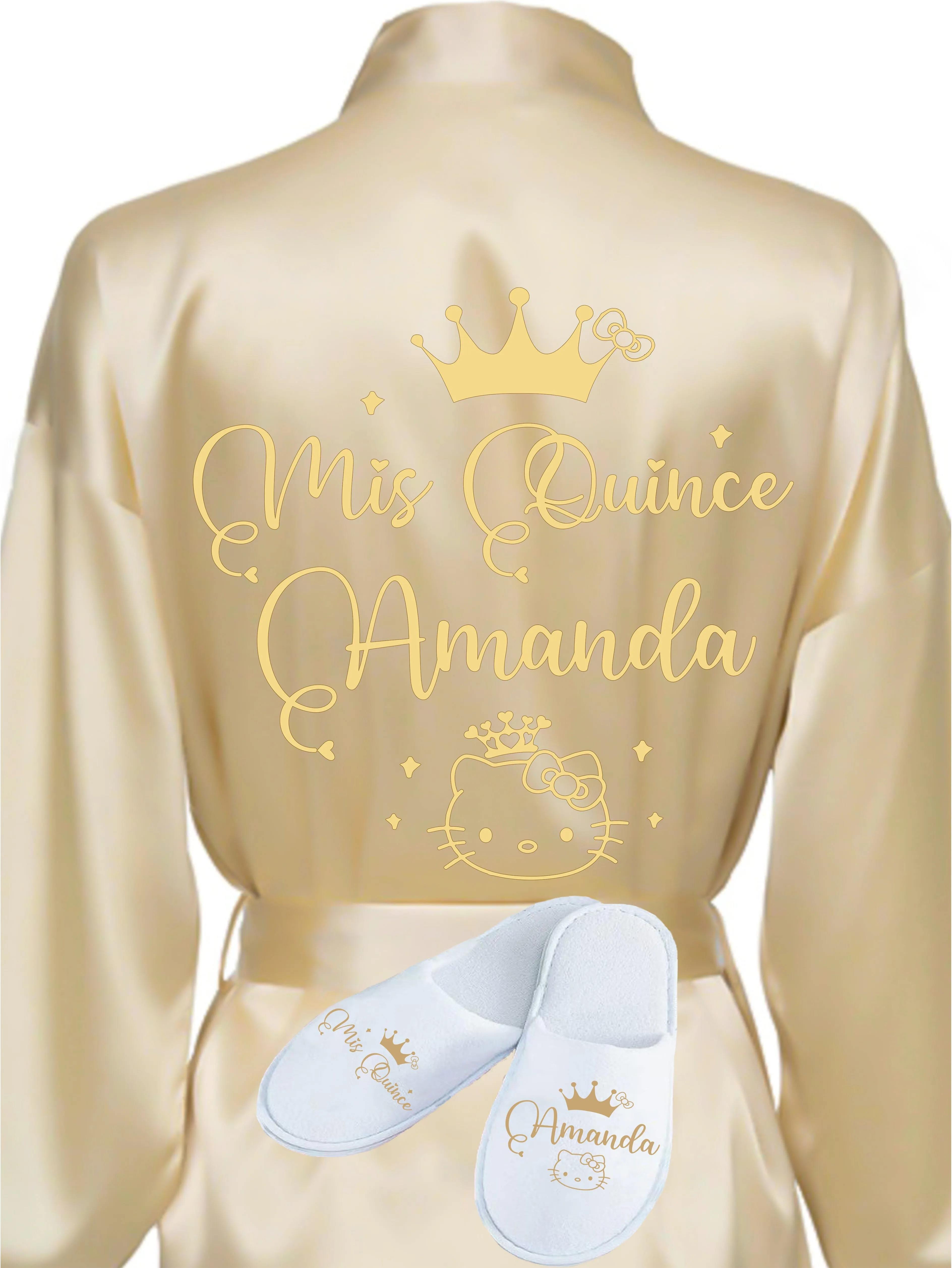 Quinceanera Gold robe with slippers