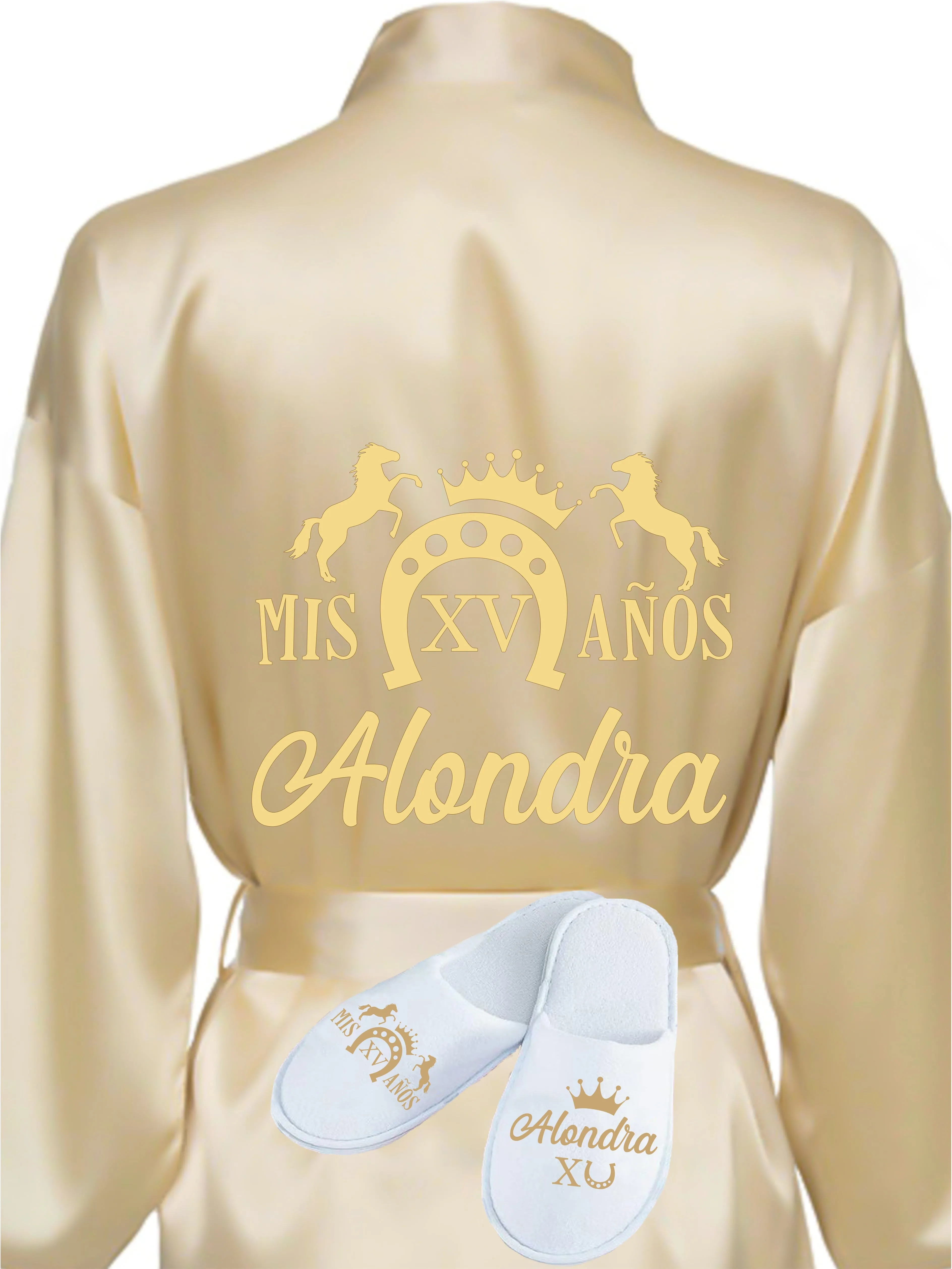 Quinceanera Gold robe with slippers