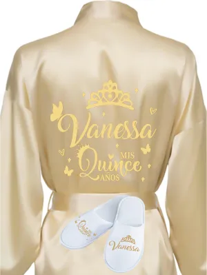 Quinceanera Gold robe with slippers