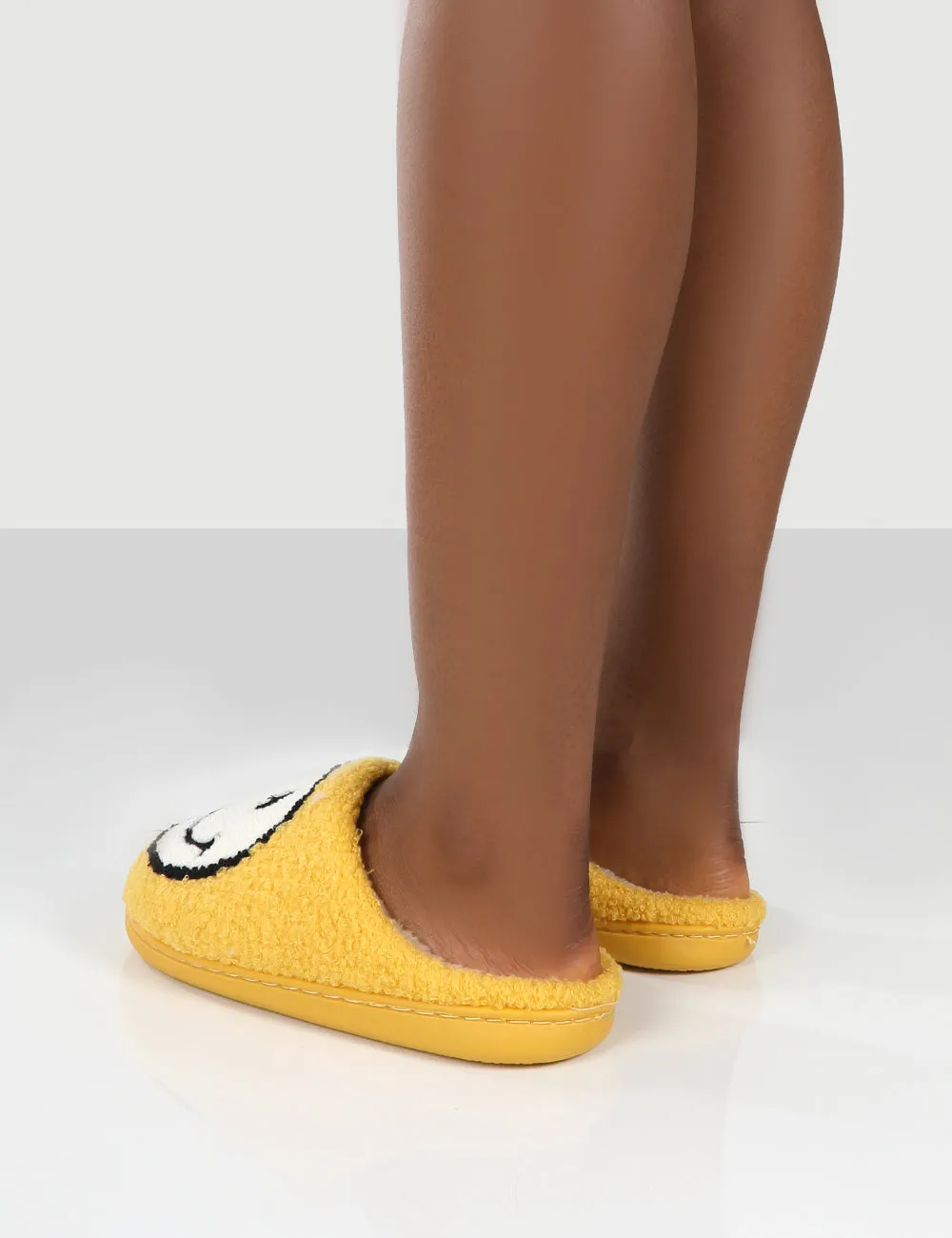 Smile Yellow Printed Smiley Face Slippers