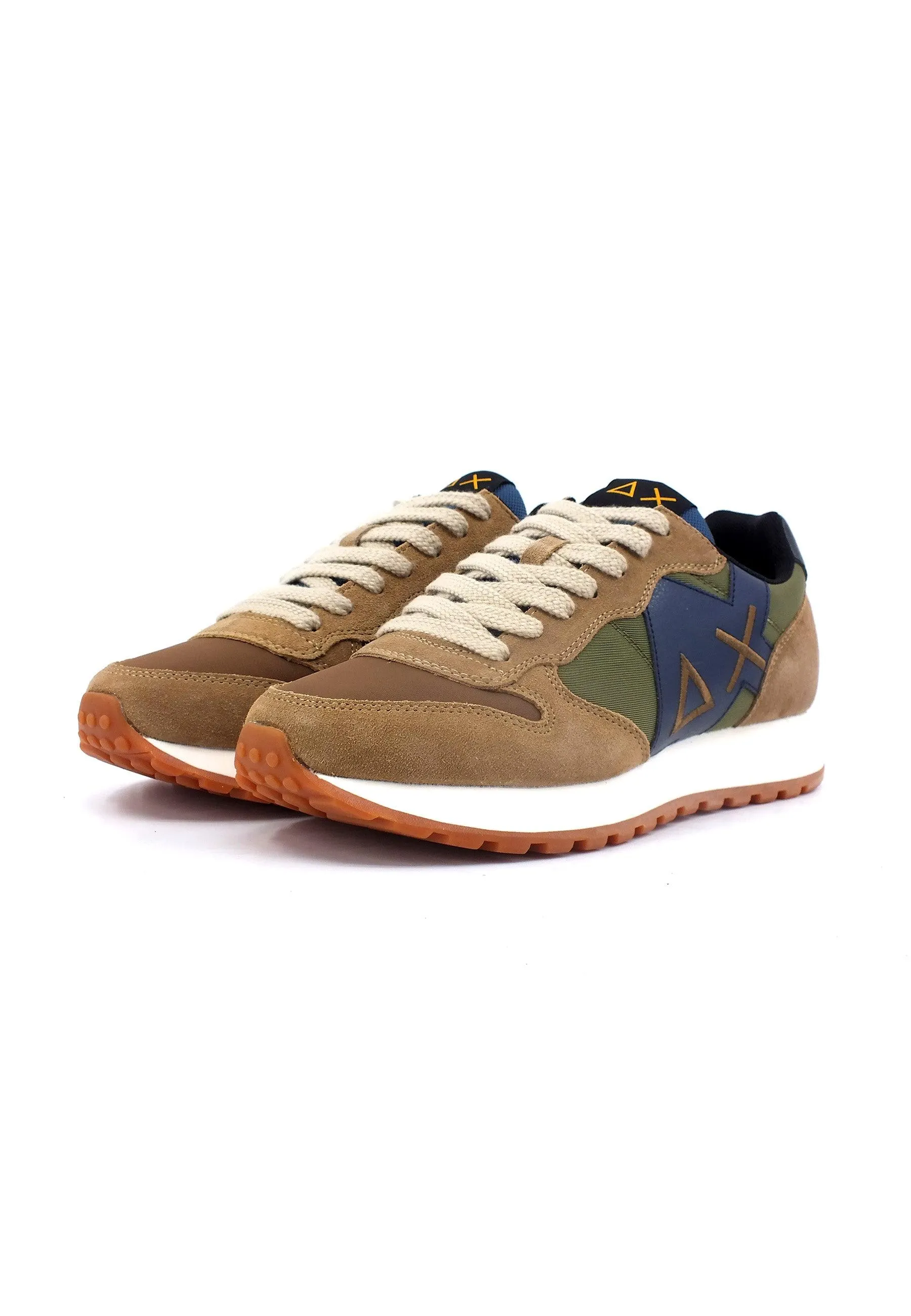 SUN68 Jaki Bicolor Sneaker Uomo Militare Scuro Beige Z43114