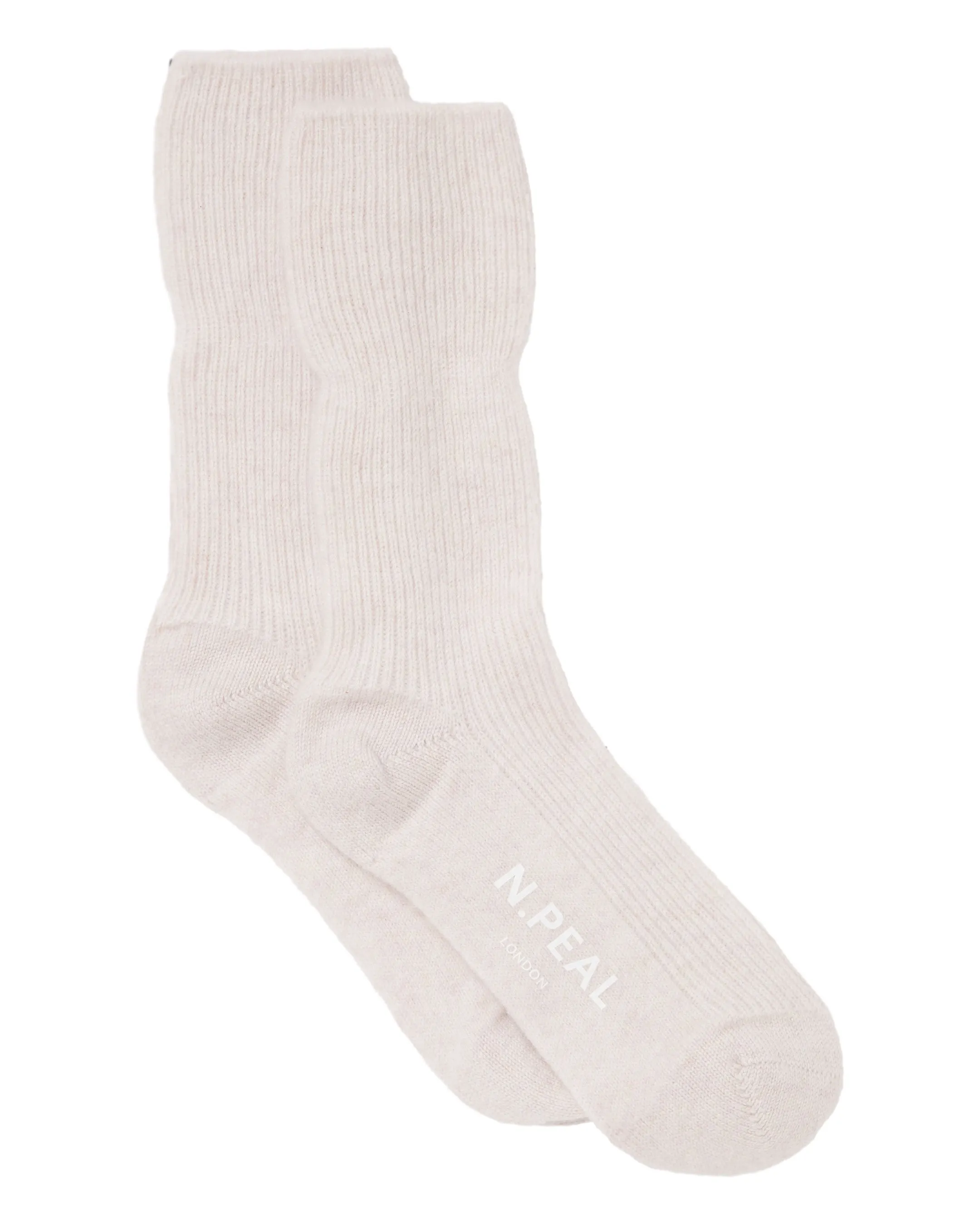 Unisex Cashmere Rib Bed Socks Frost White